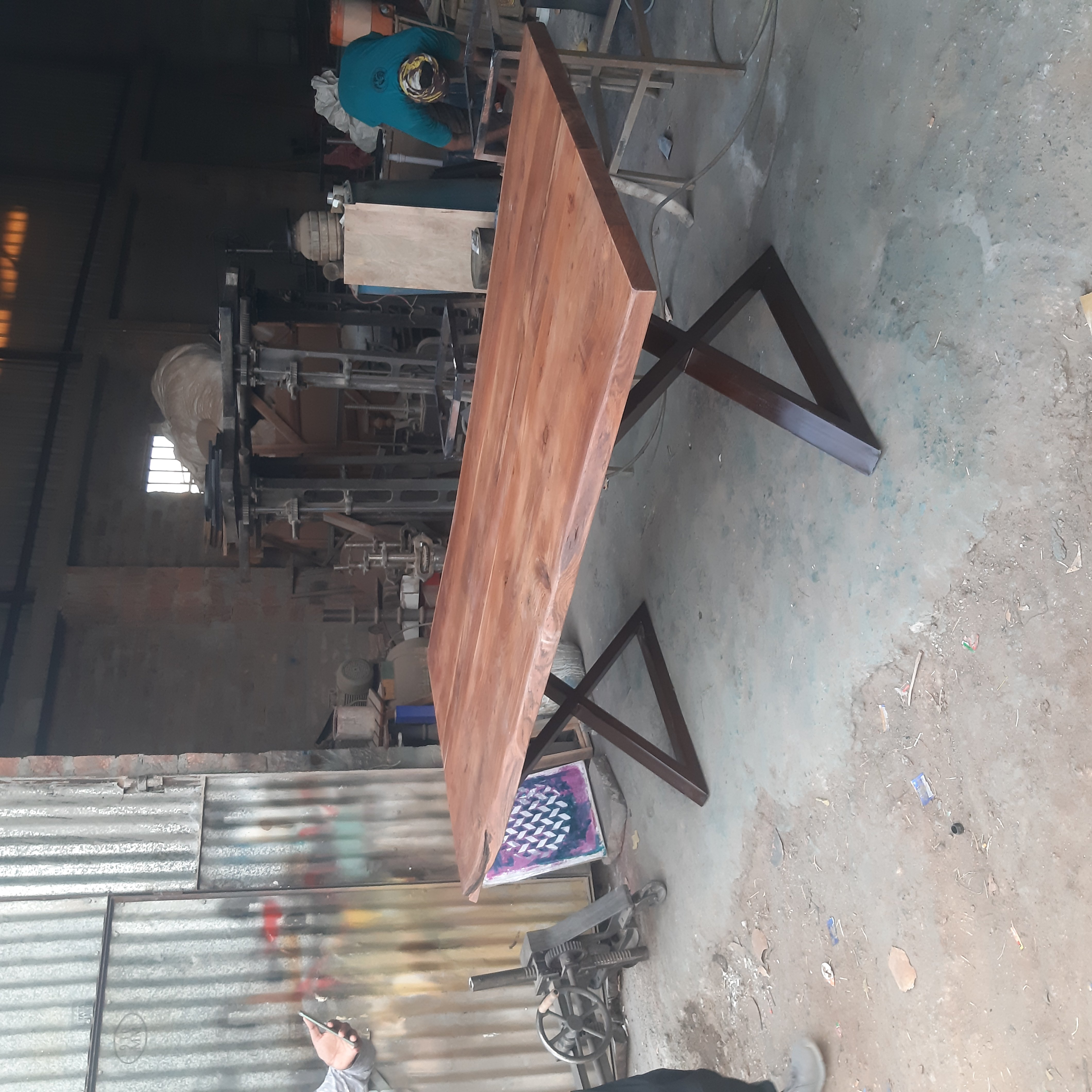 Modern Industrial Live Edge Dining Table Wooden and Metal Design for Home Office Hotel or Farmhouse Dining Room Furniture