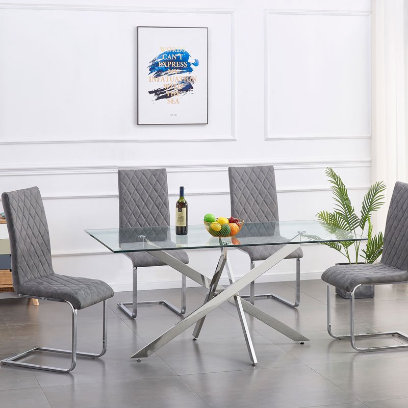 Dining Round Dinning Table Set Glass Modern Luxury Furniture Dining Room Sets 6 Chairs Glass Top Table Home Furniture Mable Top