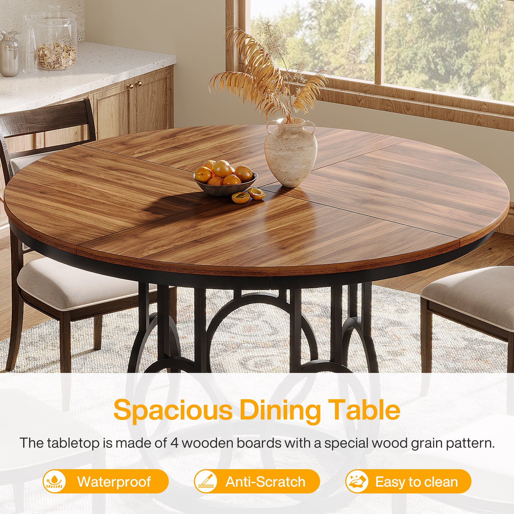 Tribesigns 47" Wood Dining Table Kitchen Round Dining Table for 4-6 People dining tables