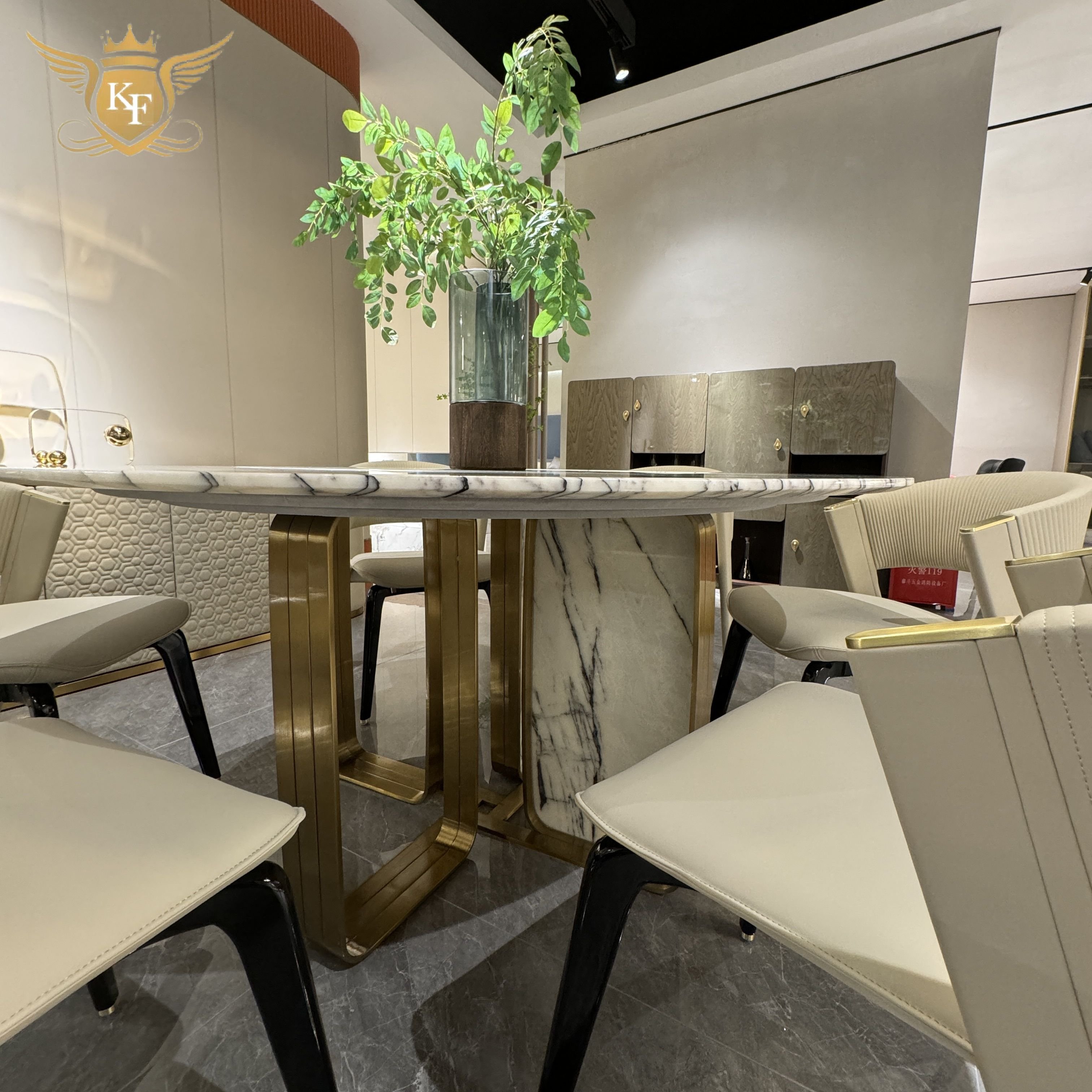 High End Modern Luxury Italian Dining Room Furniture Round Marble Dinner Table
