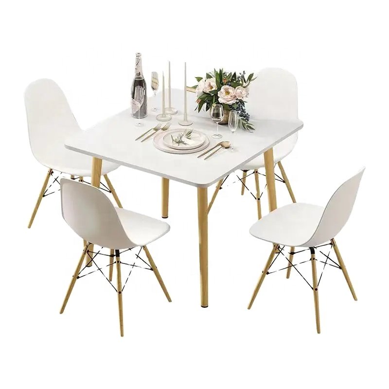 Modern Nordic Style Simple Design Rectangular Dining Table with Solid Wood Legs Small Households 4-6 People General Use Office