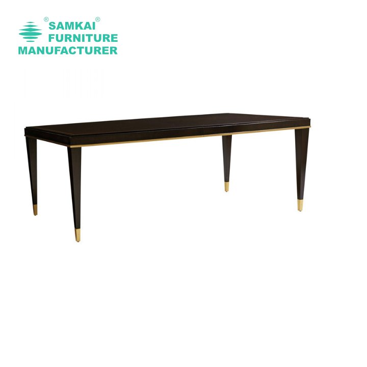 SK-YHZ-E003 Simple design rectangular mirror glass countertop stainless steel banquet event party table