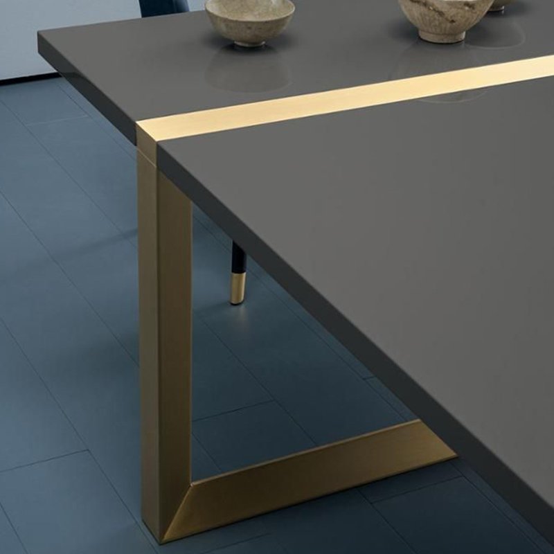 High Quality Metal Base Lacquer Tabletop Restaurant Table Custom Size Artificial Stone Top Italian Modern Luxury Dining Table