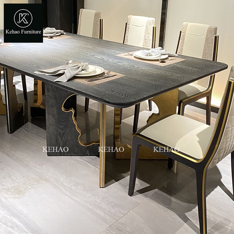 Luxury Natural Solid Wood Round Dining Table Chair Set Lazy Susan Wood Turntable 6 8 Dining Chairs Room Sets For House Furniture
