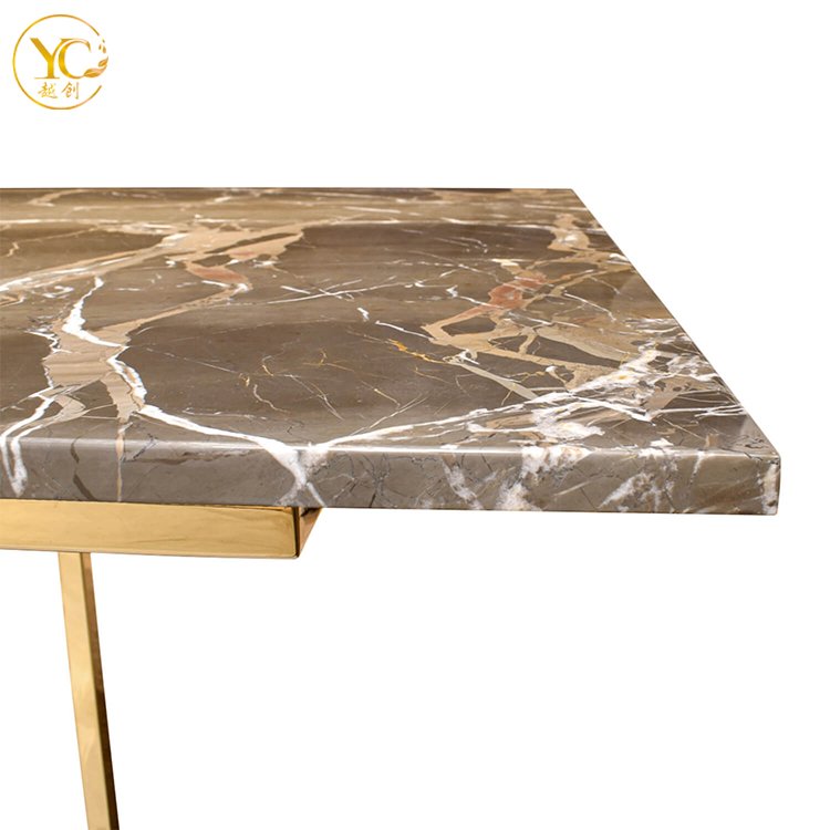 Top Grade Golden Frame Marble Top Luxury 6 Seater Dining Table Set Extendable Dining Table