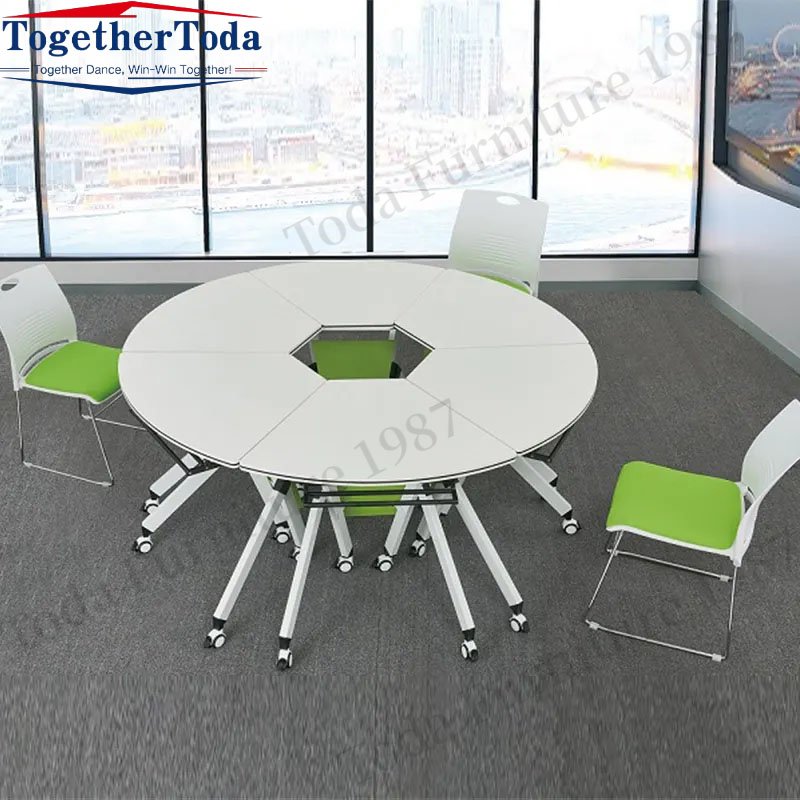 Adjustable Folding Training Table Modern Conference Desk Revolving Meeting Table with Good quality