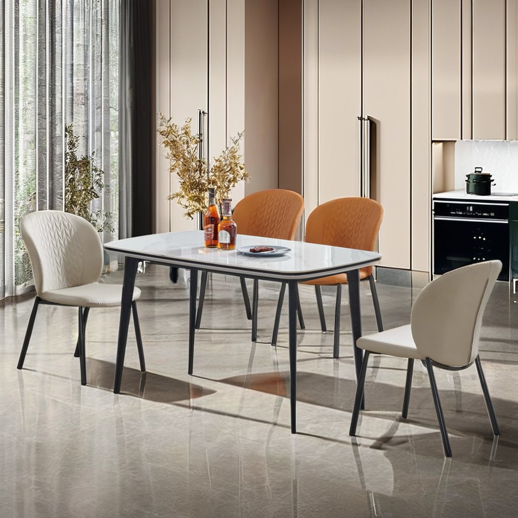 Modern Furniture kitchen dinning table and 6 chair Luxury restaurant metal stainless steel marble dining room sets dining tables