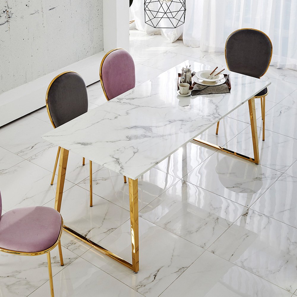Modern minimalist home small apartment designer marble table marble top dining table