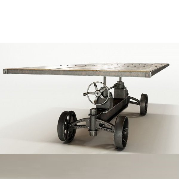 Modern Style Train Wheel Crank Dining Table Set Foldable Extendable Glass Stone Top Outdoor Bedroom Gym Use Made Durable Metal