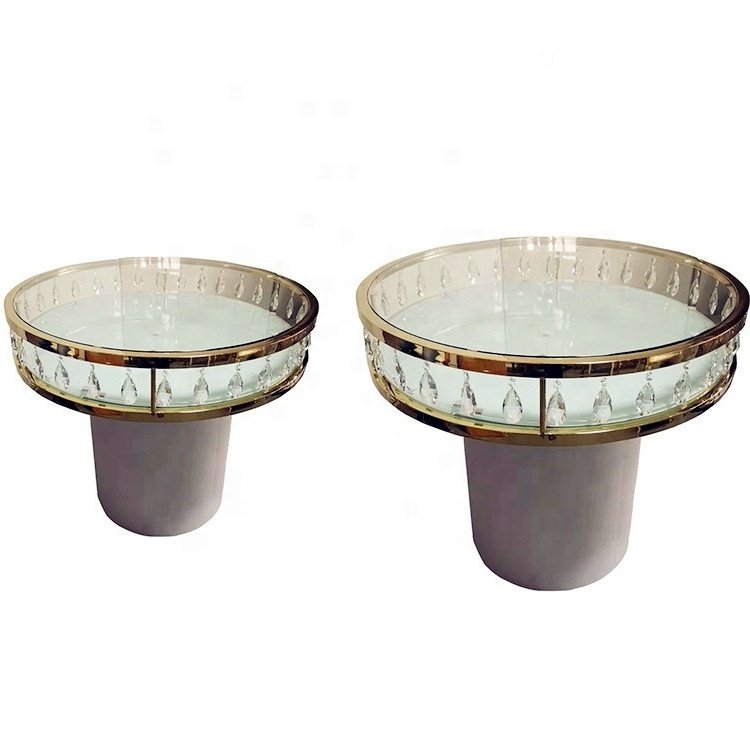 hot banquet wedding event furniture gold stainless steel acrylic cake table