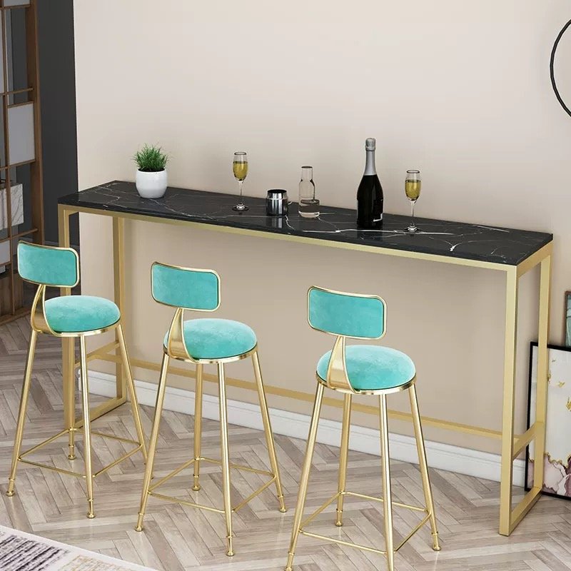 Wholesale luxury rectangular restaurant metal long table marble tabletop modern minimalist dining table