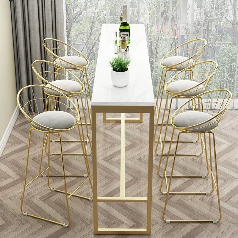 Wholesale luxury rectangular restaurant metal long table marble tabletop modern minimalist dining table