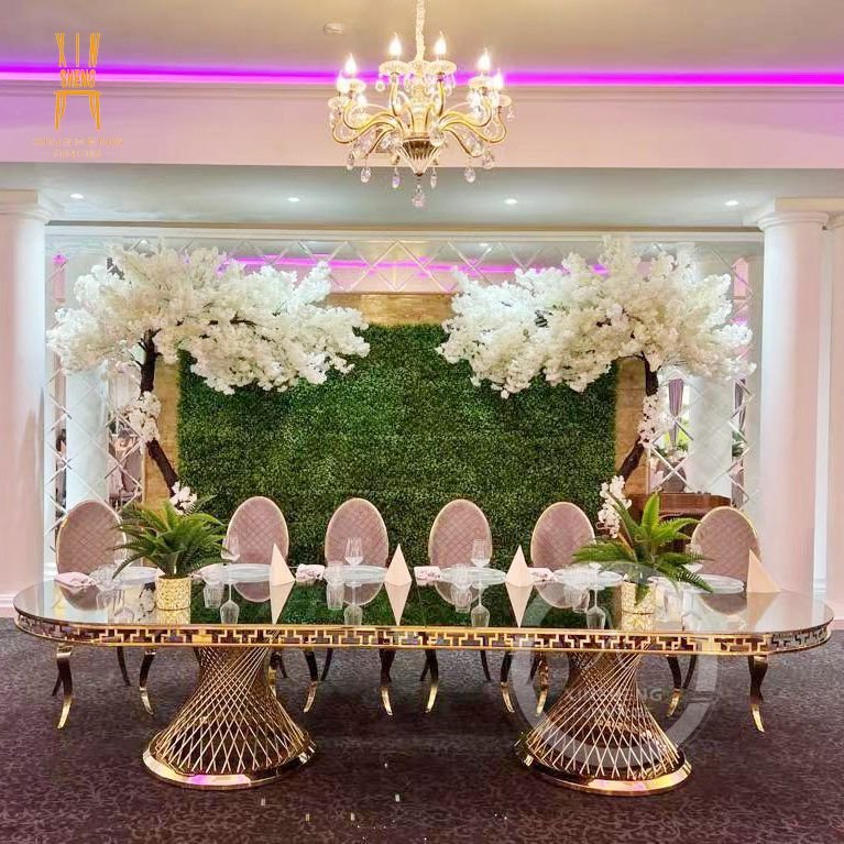 Luxury Hotel Banquet hall stainless steel wedding event Oval hotel table