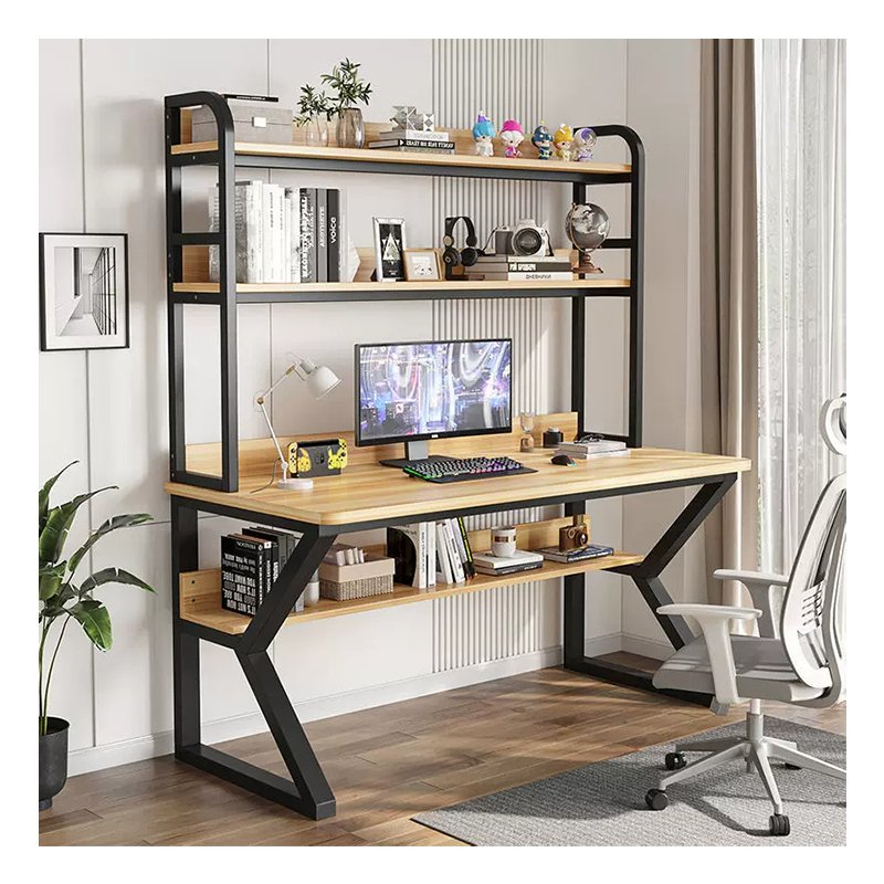 Wholesale Direct Sales 80*50*147.5Cm Boutique Decorative Study Vertical Computer Table With Bookshelf
