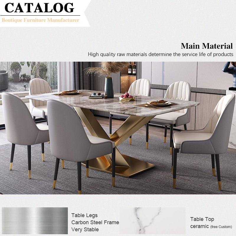 Luxury Style Unique Design Gold Metal Frame Dining Room Sets Table And Chairs For Restaurant Convertible Dining Tables