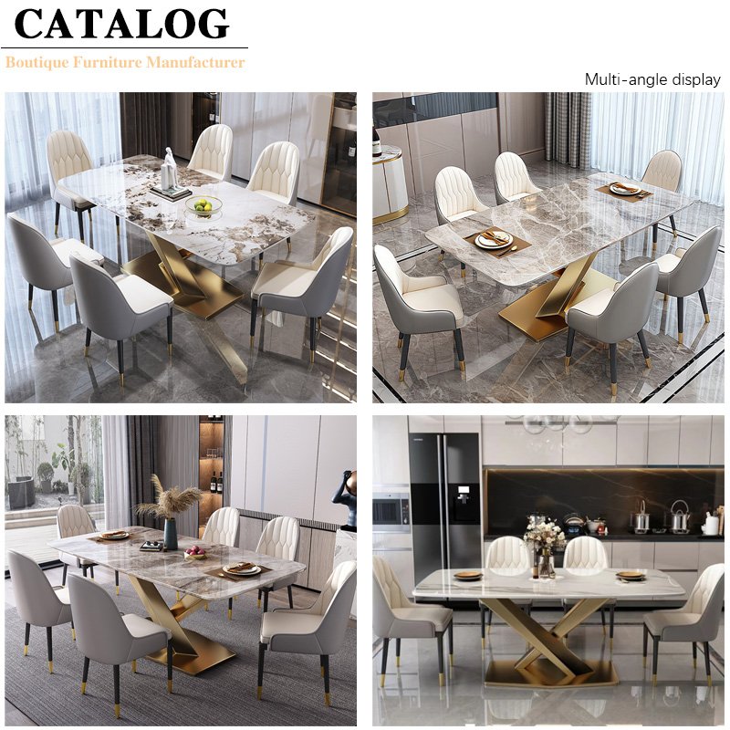 Luxury Style Unique Design Gold Metal Frame Dining Room Sets Table And Chairs For Restaurant Convertible Dining Tables
