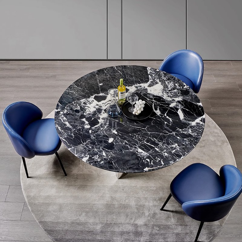 SUKE New design Round Natural marble Dining table,Modern Luxury dining room furniture stainless steel dining table