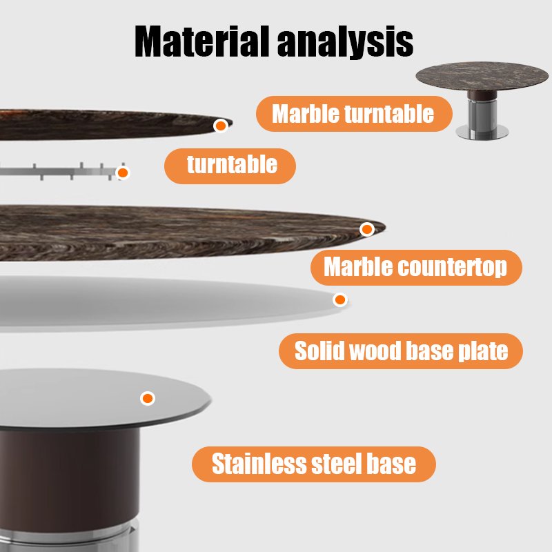 SUKE Italian minimalist home marble dining table Stainless steel two-color table legs modern dining table