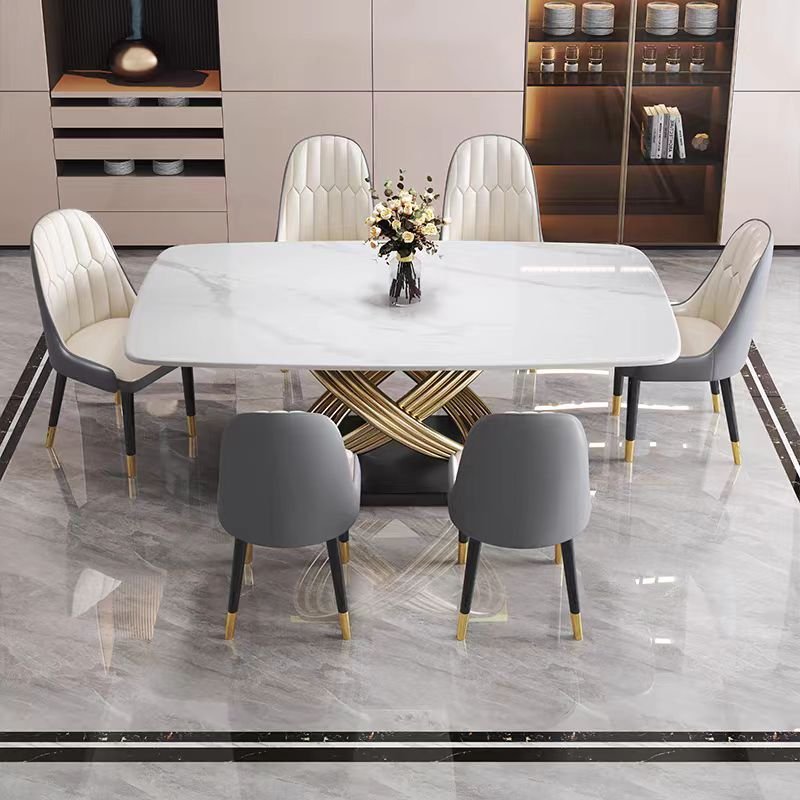 Luxury Dining Table Marble Stone Top 4 Seater 6 8 Square Kitchen Dining Room Home Furniture Dining Table Set