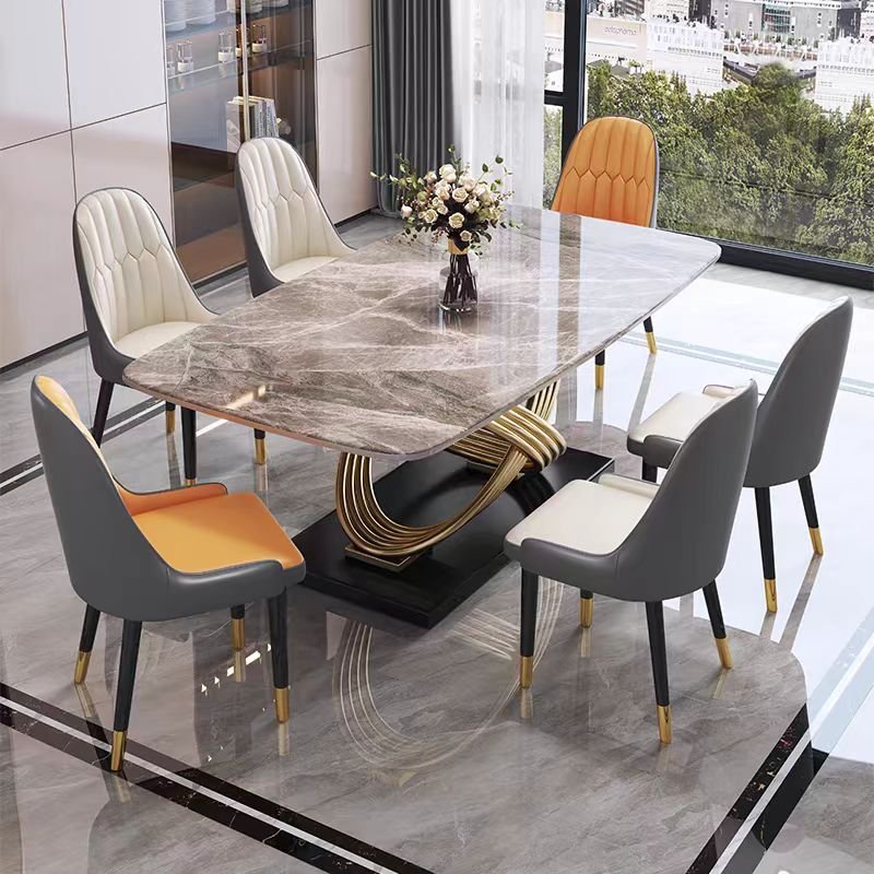 Luxury Dining Table Marble Stone Top 4 Seater 6 8 Square Kitchen Dining Room Home Furniture Dining Table Set