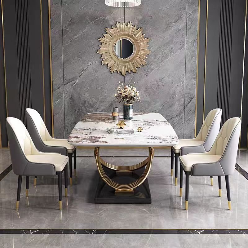 Luxury Dining Table Marble Stone Top 4 Seater 6 8 Square Kitchen Dining Room Home Furniture Dining Table Set