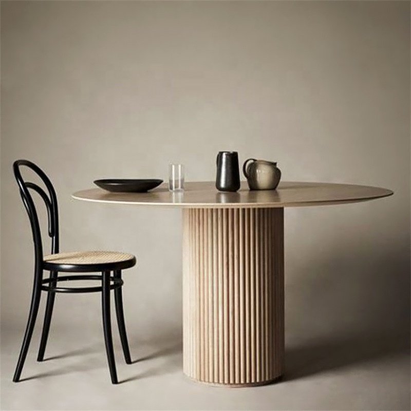 Nordic Style Dining Table Set for 8 High Quality Modern Design Solid MDF Kitchen Tables Chairs Home Workshop Mall Restaurant Use