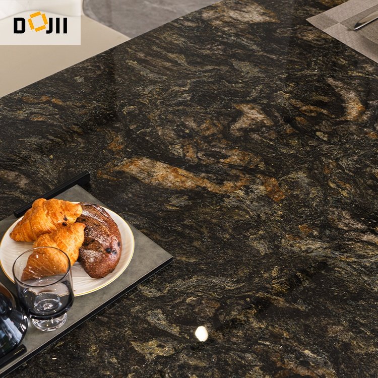 High Loading Ability Factory Price Marble Kitchen Board Upholstered Furniture Home Deco Metal Black Gloss Dinning Table