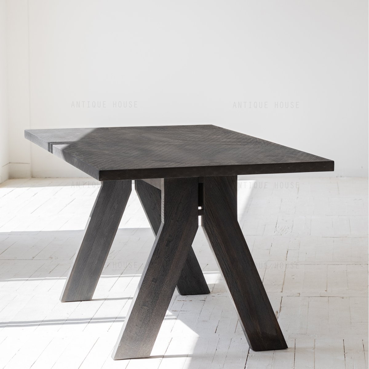 Contemporary farmhouse black concrete solid black oak 6 seaters classic modern dining tables dining table