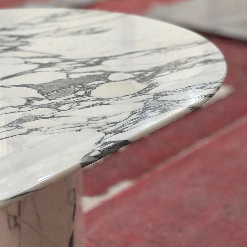 Luxury Furniture Rectangular Oval Italian Natural Marble Dining Room Arabescato White Marble Dining Table