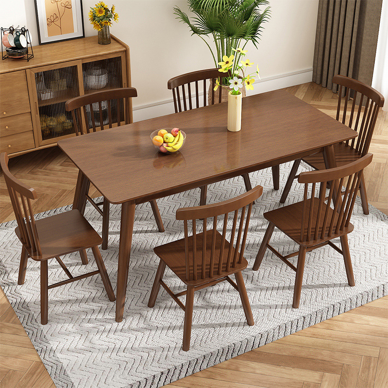 New design nordic furniture dining room wooden dinning table set multi person rectangular wooden dining table