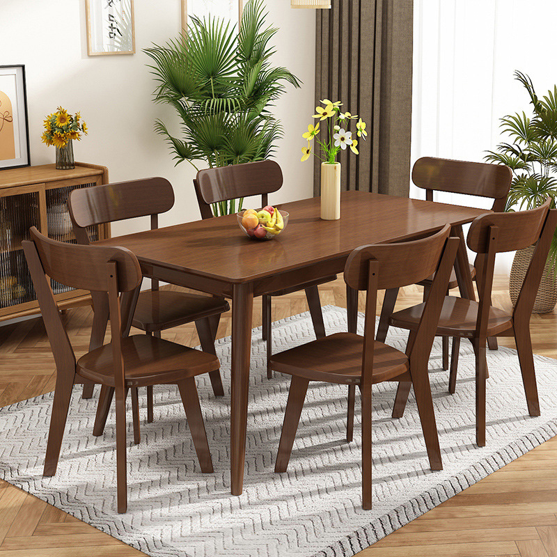 New design nordic furniture dining room wooden dinning table set multi person rectangular wooden dining table