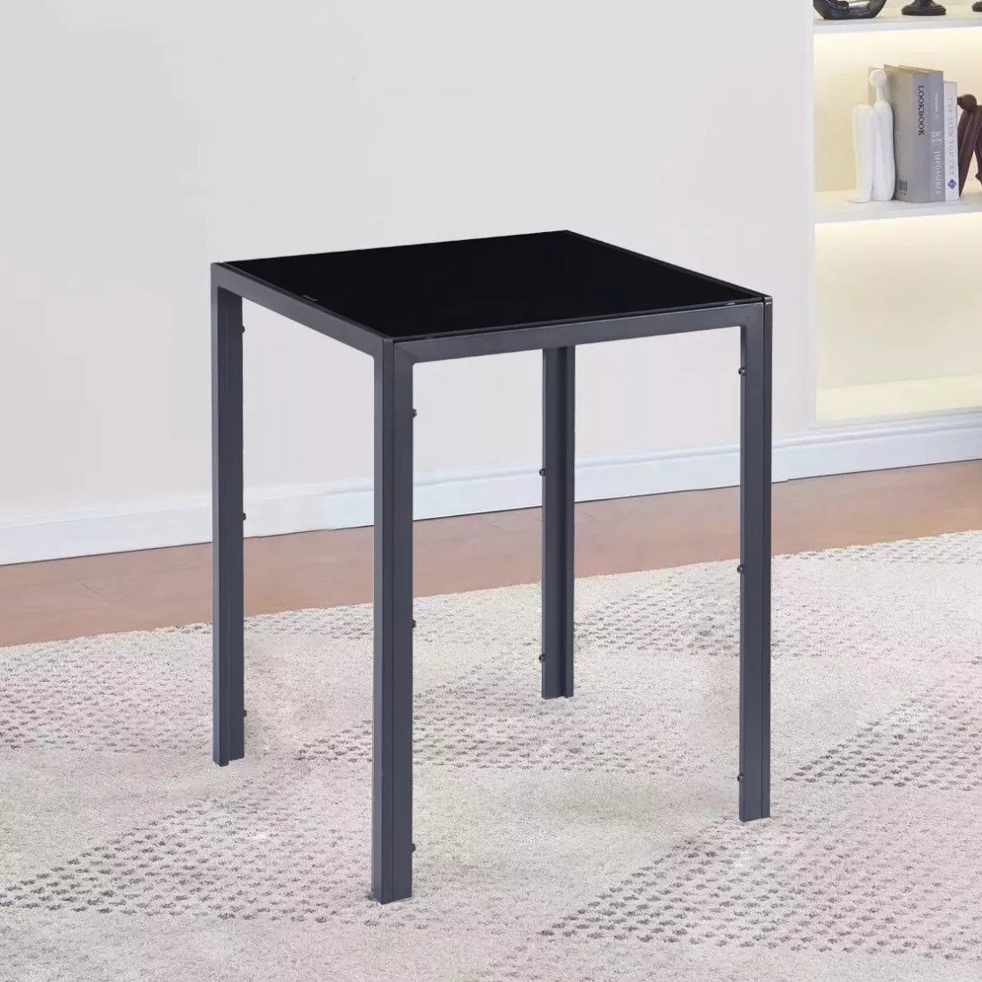 Simple Design Space Saving Modern Home Furniture Dinner Table Set Glass Top Metal Legs Dinning Room Dining Table Set