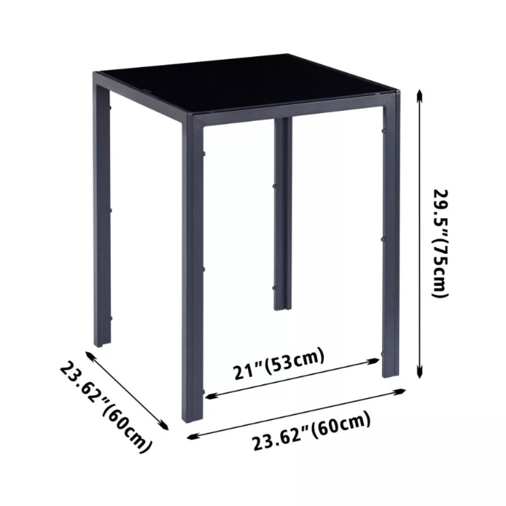 Simple Design Space Saving Modern Home Furniture Dinner Table Set Glass Top Metal Legs Dinning Room Dining Table Set