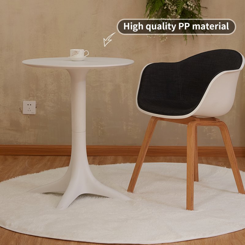 Nordic Minimalist Round Dining Table Durable PP Plastic Multi-Purpose Conversation Table for Home Balcony Study Living Room