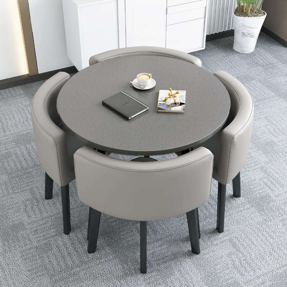 Modern Luxury Wood Kitchen Restaurant Tables And Chair Sets Room Furniture Small Round Marble Wooden Dining Table Set 4 Chairs