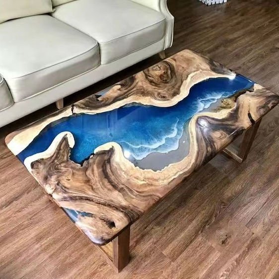 Factory Direct Solid Cafe Walnut Wood Kitchen Restaurant Epoxy Resin Coffee Dining River Table