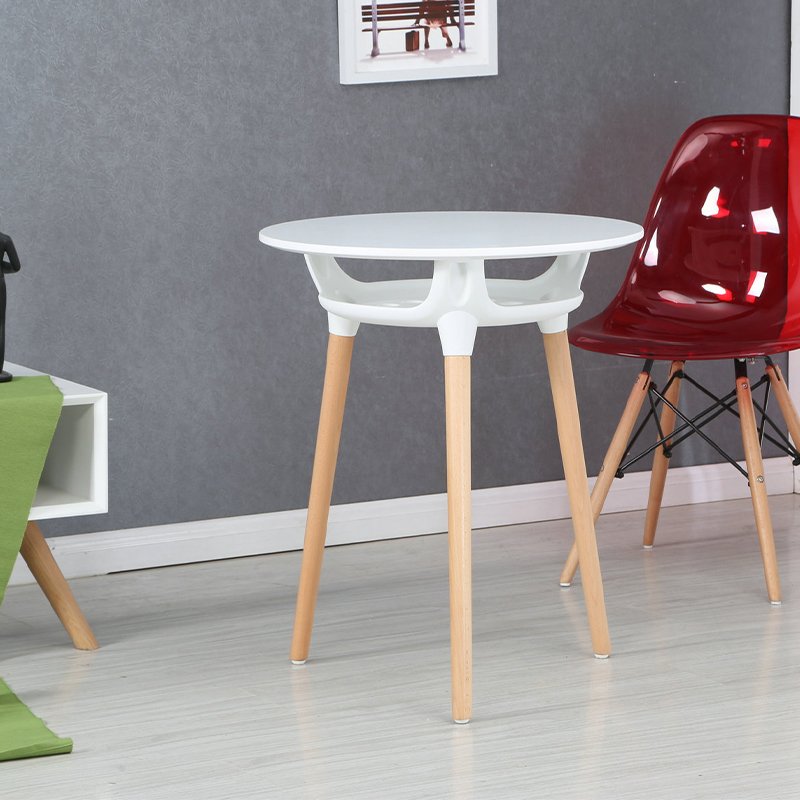 DT-2124M two tiers MDF top dining table set 60*60 living room round wood coffee table wood leg tea table with 4 chairs