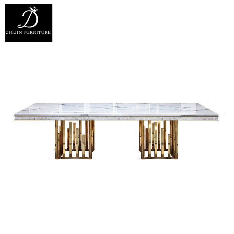 American Deluxe Marble Square Dining Table Luxury Hotel Villa 8 People Dining Table Set