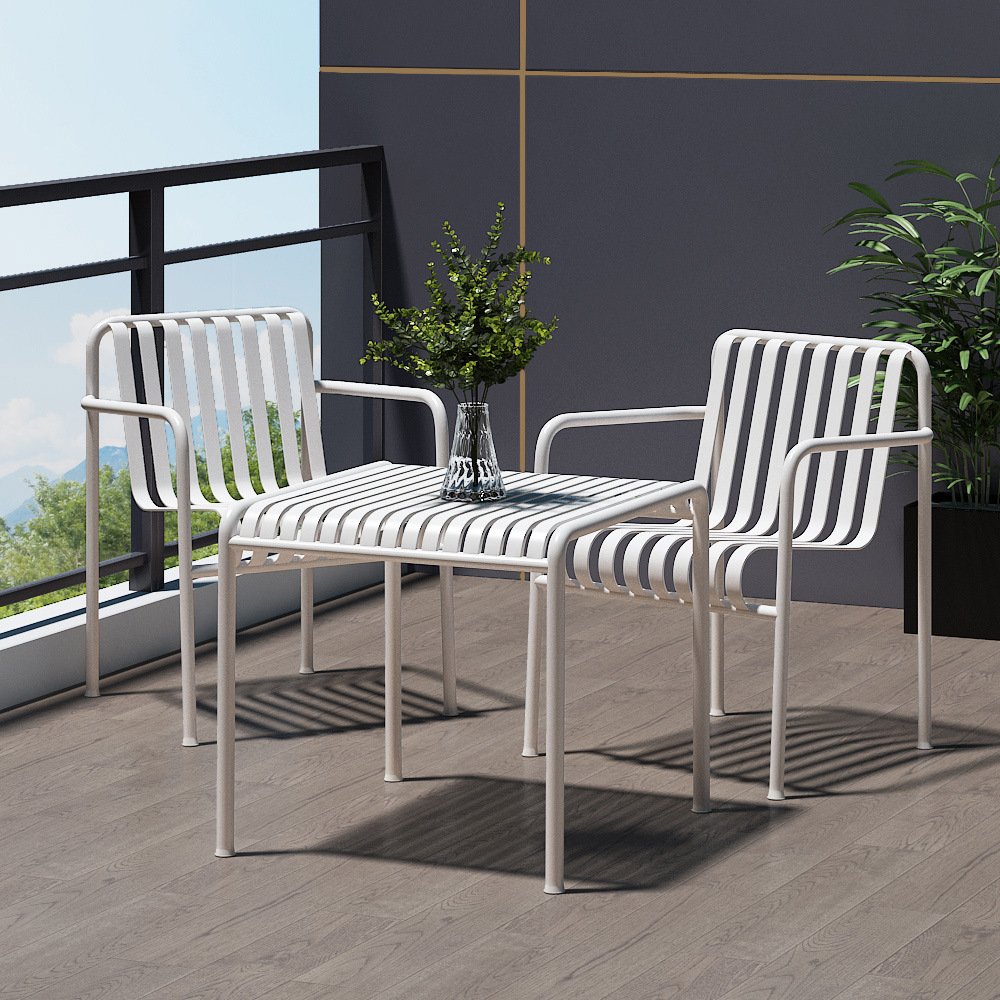 New modern style cheap price color option metal used outdoor table chair set