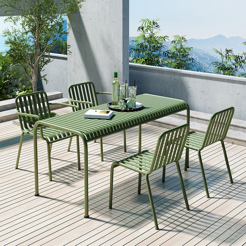 New modern style cheap price color option metal used outdoor table chair set