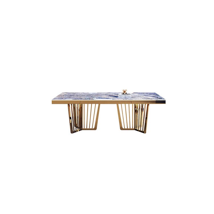 luxury square marble top stainless steel leg dining room table sets for 8