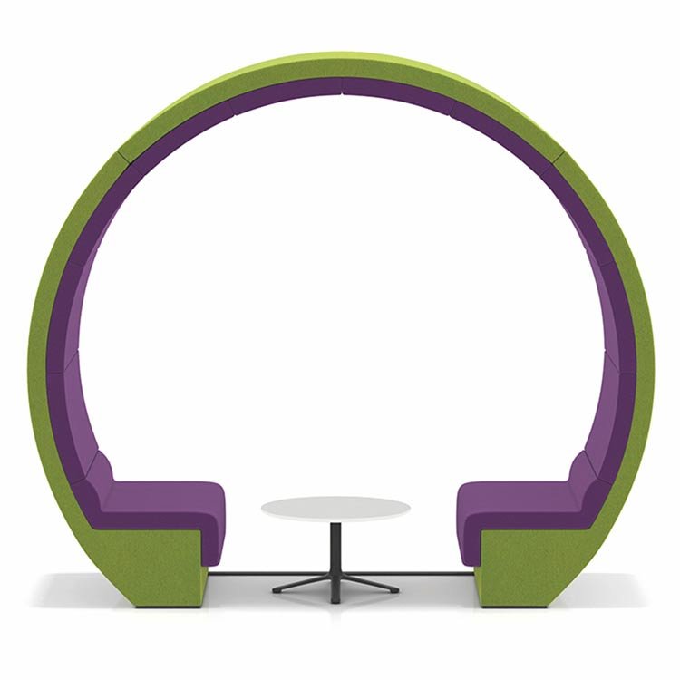 Hot sale high back booth moon shape meeting office pod seating with coffer table