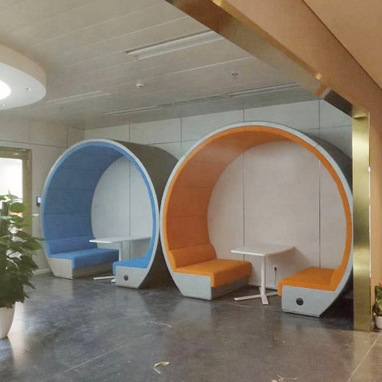 Hot sale high back booth moon shape meeting office pod seating with coffer table