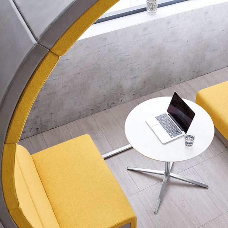 Hot sale high back booth moon shape meeting office pod seating with coffer table