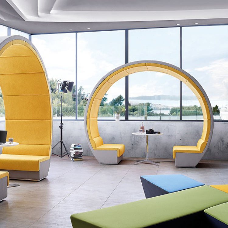 Hot sale high back booth moon shape meeting office pod seating with coffer table