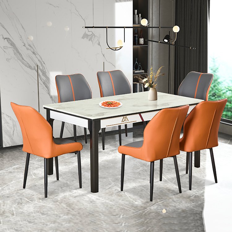 High quality restaurant and modern furniture table and chair set rectangular stone burning dining table