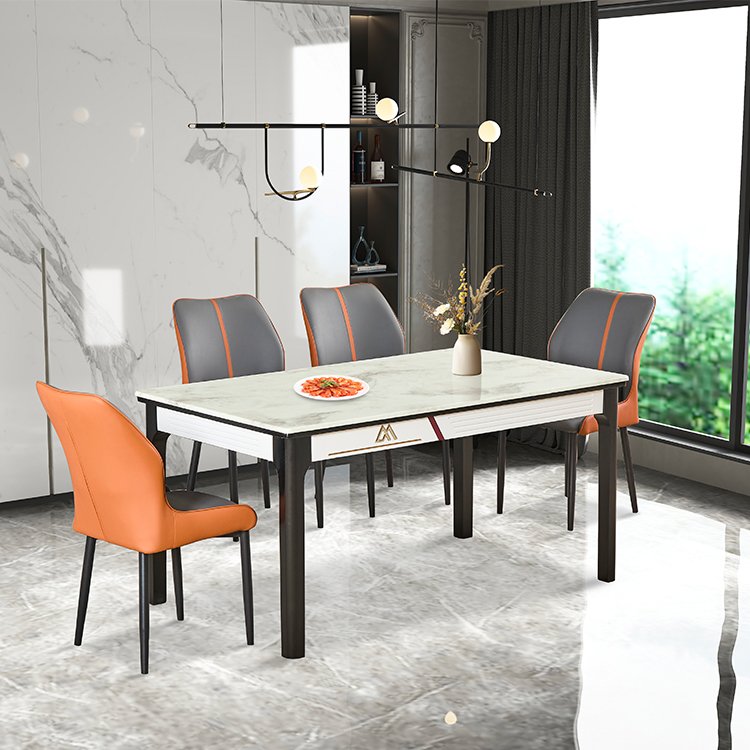 High quality restaurant and modern furniture table and chair set rectangular stone burning dining table