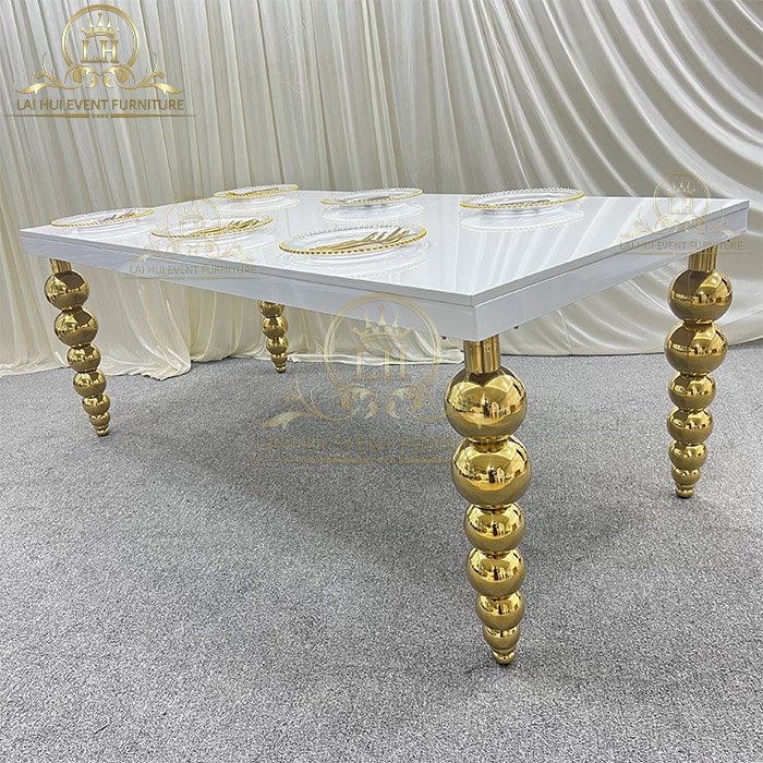 Metal base restaurant furniture dining tables and chair set wedding sweetheart table