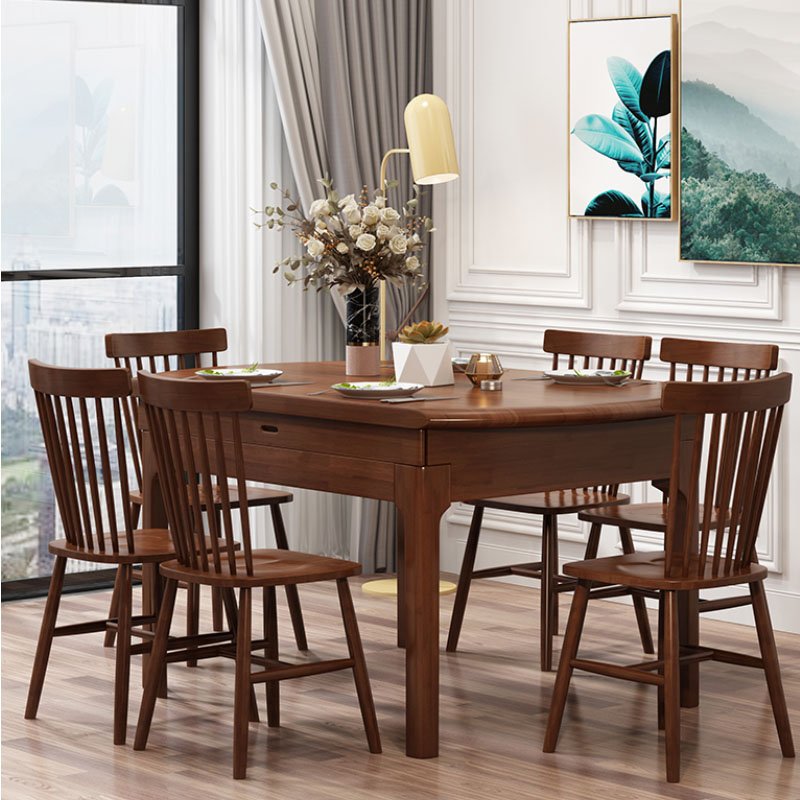 Nordic minimalist small apartment home dining table and chairs modern hotel restaurant cheap solid wood dining table