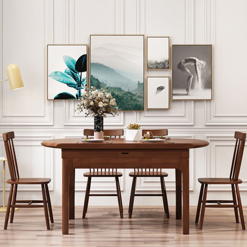Nordic minimalist small apartment home dining table and chairs modern hotel restaurant cheap solid wood dining table